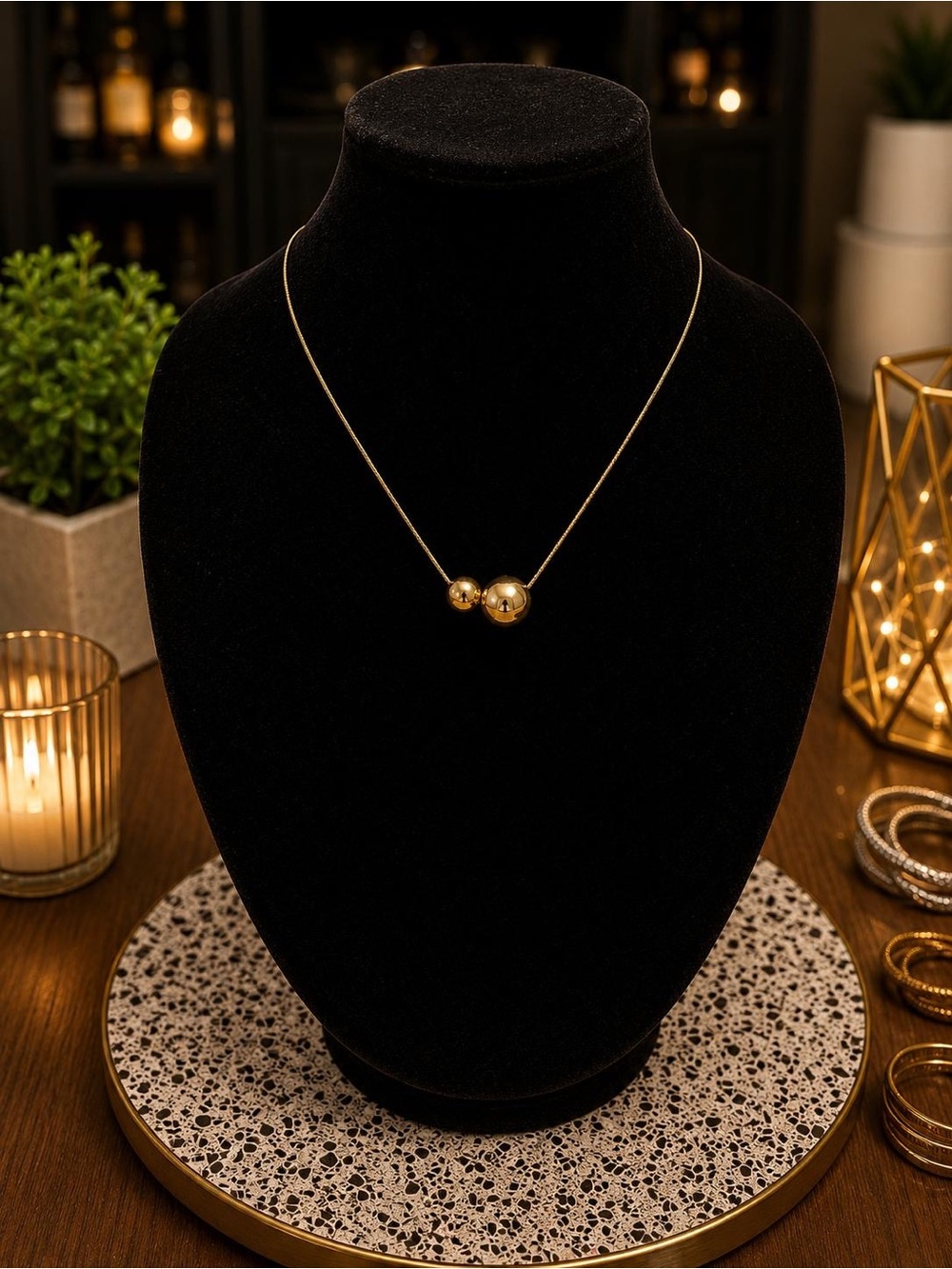 Gold Ball Pendant Necklace - Women Jewelry